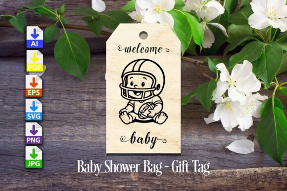 Baby Shower Gift Tag Football 2: Laser-Cut Charm for Celebration Branding