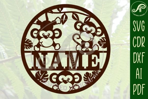 Cute Jungle-Themed Laser Cut Name Sign SVG for Blog & Editorial Design