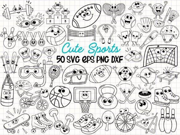 Cute Sports Clipart: A Kawaii Design Bundle for Branding and Merch Projects