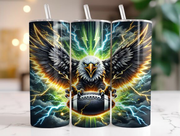 Eagles Football Mascot 20oz Tumbler Wrap: A Bold Graphic Design Asset for Sports-Themed Content
