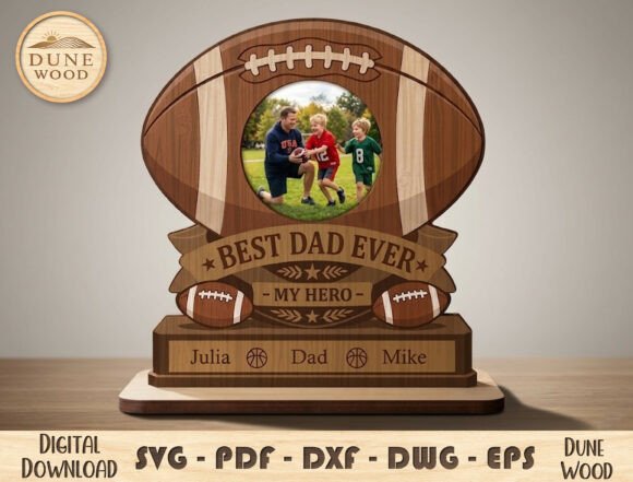 Football Dad Trophy Laser Cut File: Father’s Day Branding with Laser Cutting Charm