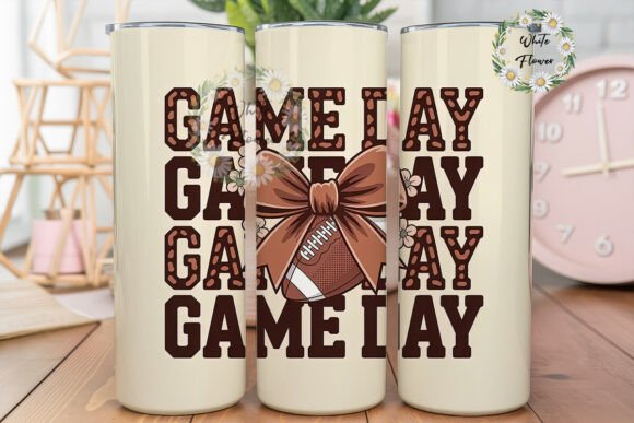 Game Day Football Bow 20oz Tumbler: A Bold Graphic Design Asset for Tumbler Wraps and Marketing Visuals