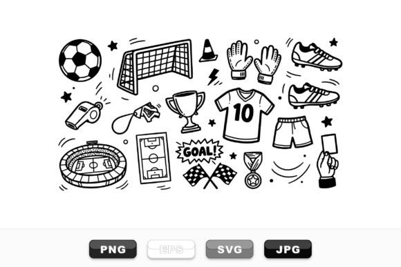 Hand Drawn Soccer Icon Set: Crafts Meets Graphics in Sports-Inspired Design