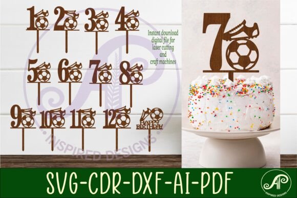 Soccer Number Cake Toppers: Laser Cutting Birthday Assets