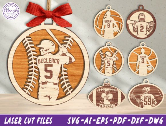 Sports Ornament SVG Bundle for Laser Cutting & Digital Ornaments